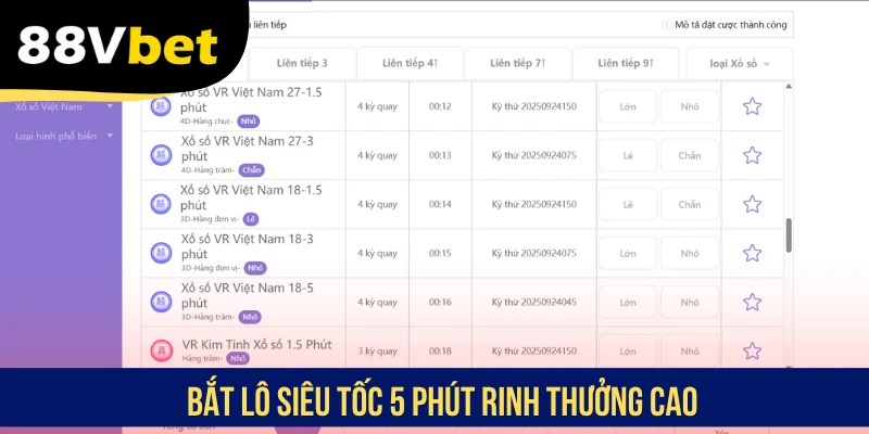 Bắt lô siêu tốc 5 phút rinh thưởng cao