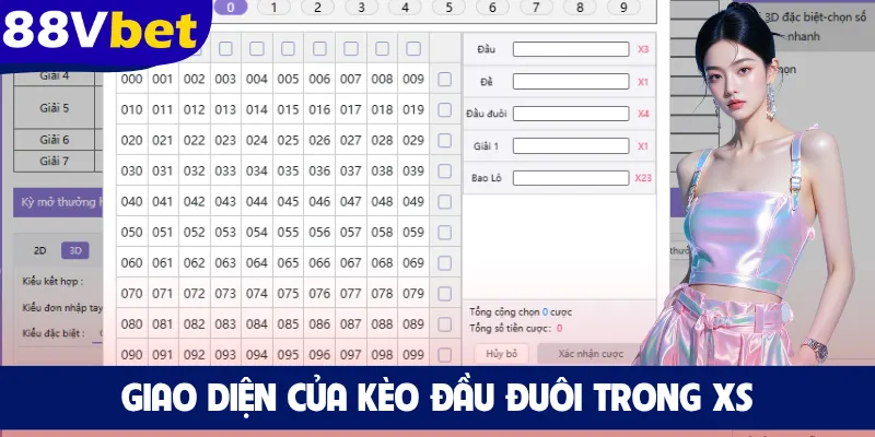 Giao diện của kèo đầu đuôi trong XS