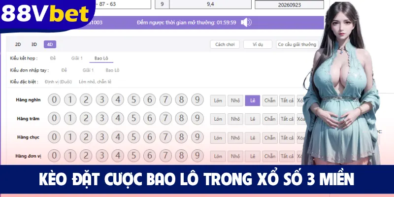 Kèo đặt cược bao lô trong Xổ Số 3 Miền